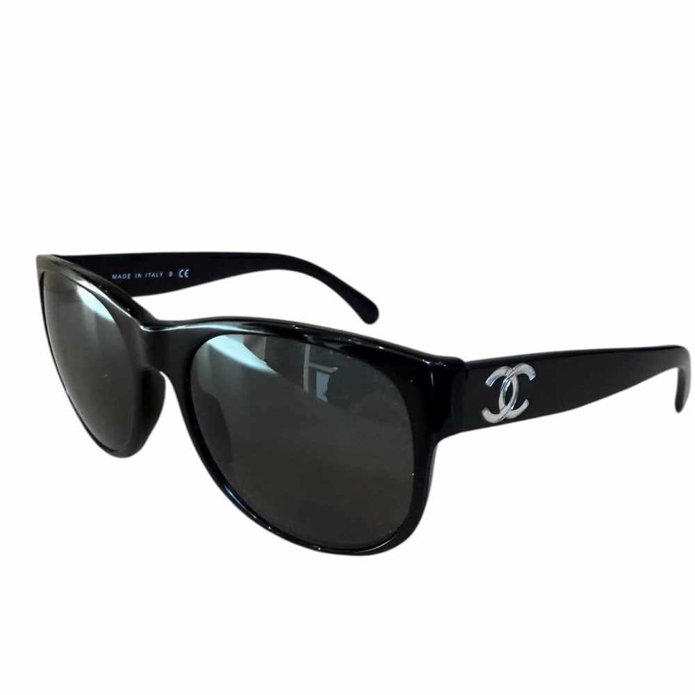 CHANEL Black Sunglasses with Silver Accents